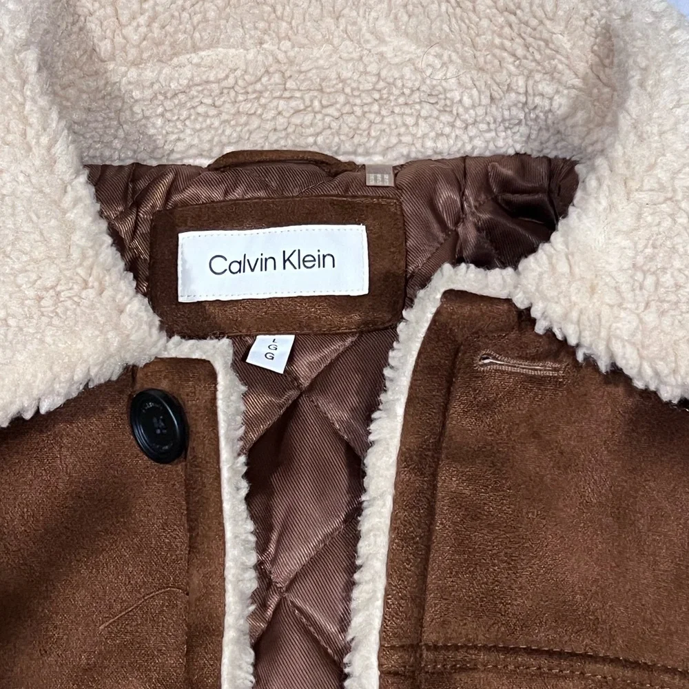Calvin Klein Men's Tan Suede Bomber Jacket - Picture 5 of 8